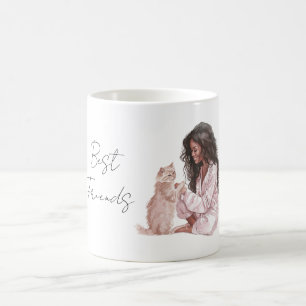 Mug Chatte crème aux cheveux noirs