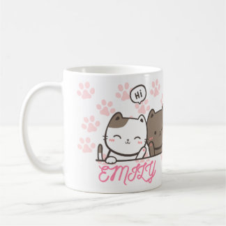 Mug chatte de pattes roses amusant avec ton nom