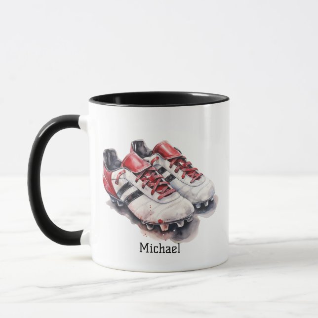Mug Chaussure d'entraîneur de joueur de football nom/i (Gauche)