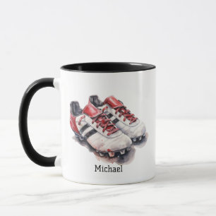 Mug Chaussures d'entraîneur de joueur de football nom/