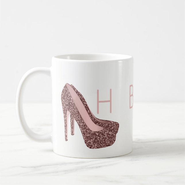 Mug Chaussures roses de parties scintillantes de rose (Gauche)