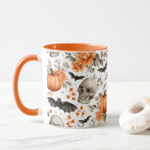 Mug Chauve-souris et fleurs d'Halloween