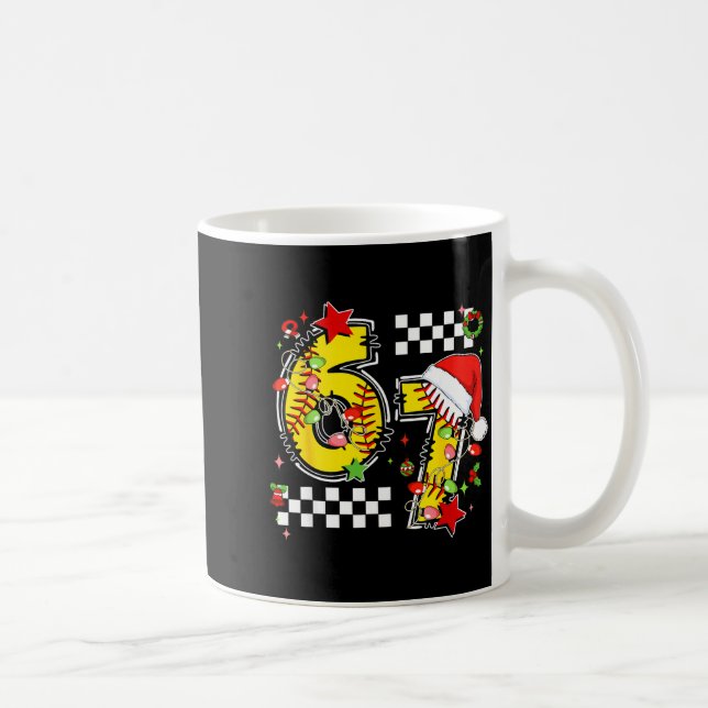 Mug Checkered 67 Softball Santa Hat Christmas Six Seve (Droite)