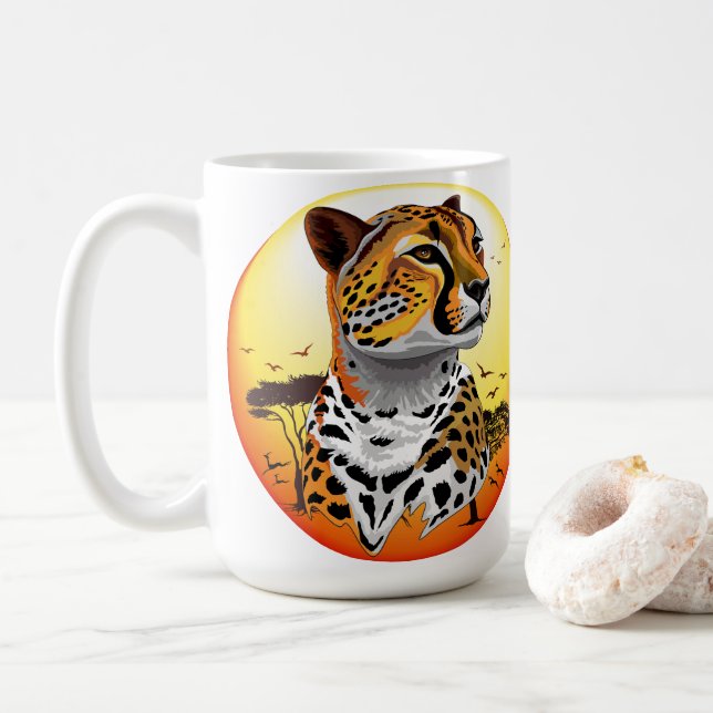 Mug Cheetah African Feline Wild Animal (Avec donut)
