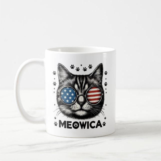Mug Chemise 4 juillet chat Meowica - Patriotic Cat Lov (Gauche)