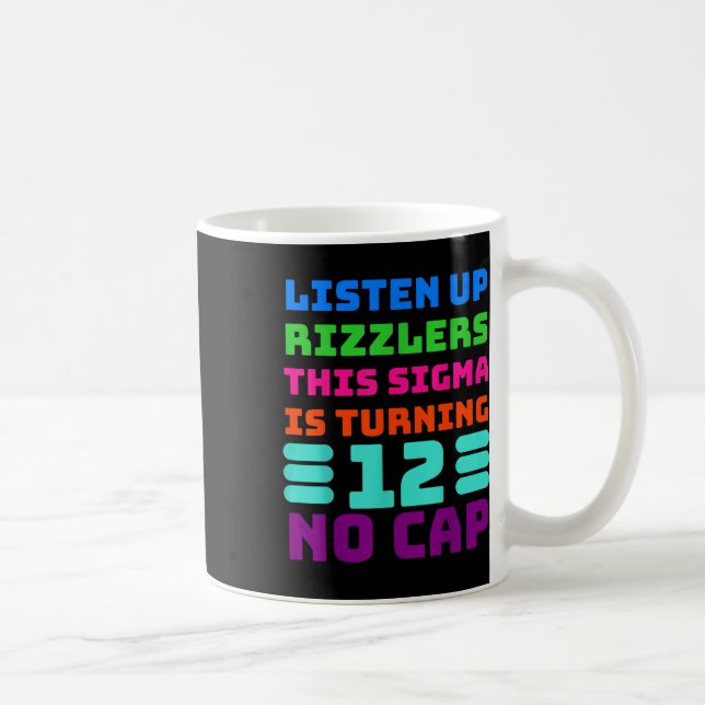 Mug Chemise Anniversaire 12 Ans Amusante - Rizz, Sigma (Droite)