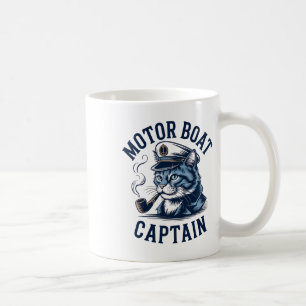 Mug Chemise de capitaine de bateau à moteur chat drôle