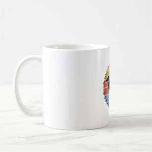 Mug Chemise de chien de coucher de soleil rétro de tec