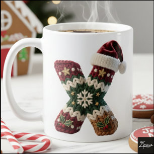 Mug Chemise de Noël tricotée Lettre X Chapeau de Père 