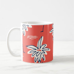 Mug Chemise de plage hawaïenne, motif de doodle palm.