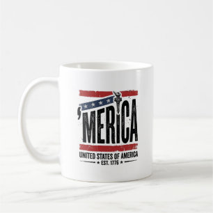 Mug Chemise patriotique vintage Merica à motif en détr