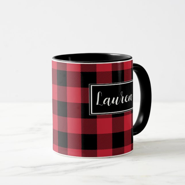 Mug Chèque de bison rouge personnalisé Musique séchée (Devant droit)