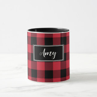 Mug Chèque de Buffle Rouge personnalisé Nom de la plan