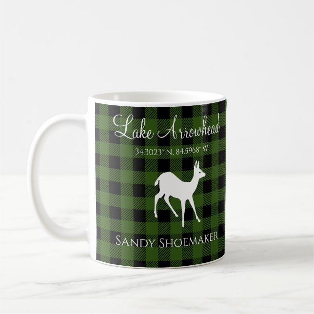 Mug Chèque de buffle vert et noir plaid (Gauche)