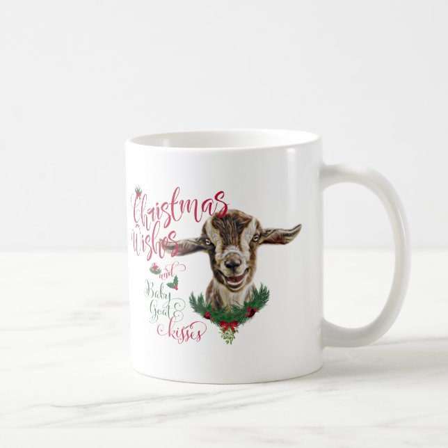 Mug CHÈQUE | Souhaits de Noël Bébé Chèvre Baisers Basc (Droite)