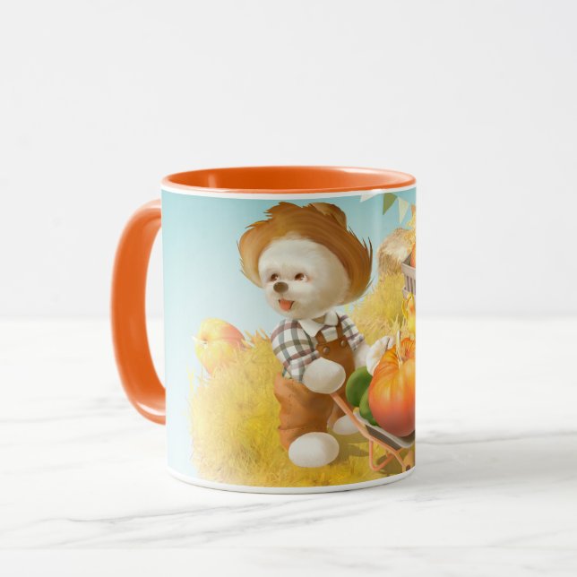 Mug Cher fermier chien avec Citrouille (Devant gauche)