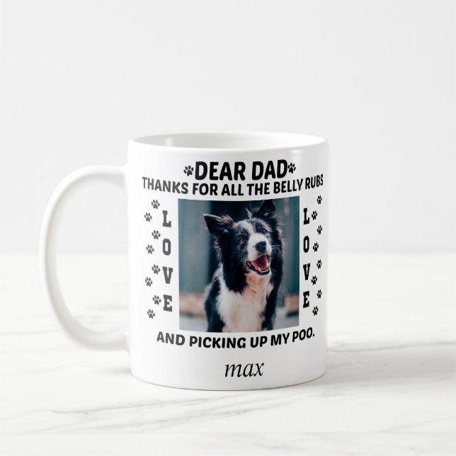 Mug cher papa dog Photo Collage et nom personnalisé (Gauche)