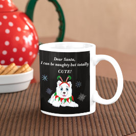 Mug Cher Père Noël, Naughty Samoyé Avec Un Tête D'Elf