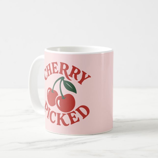 Mug Cherry Picted Fruit Retro tendance rose (Devant gauche)