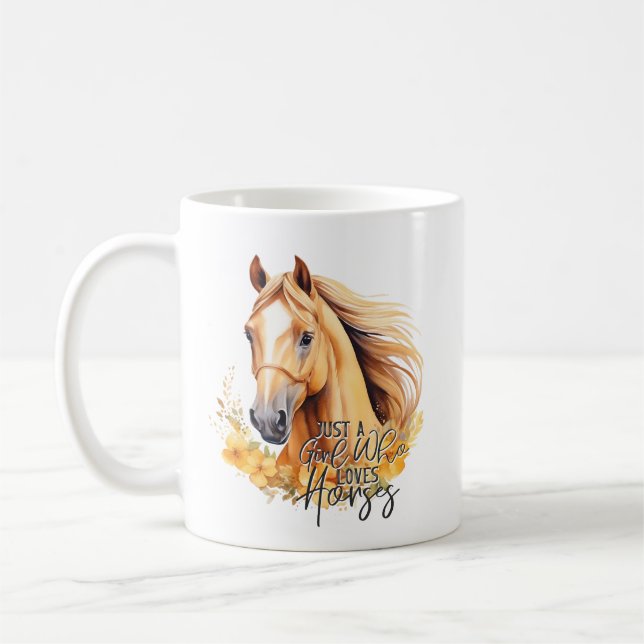 Mug Cheval à l'aquarelle mignonne (Gauche)