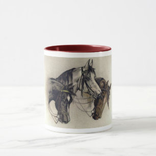 Mug Cheval à trois mains tiré tête Vintage