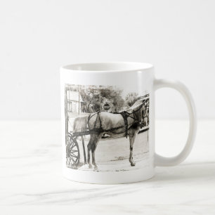Mug Cheval Amish gris en noir et blanc