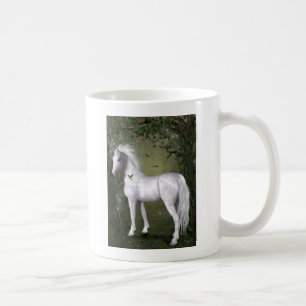 Mug Cheval blanc dans les bois avec des colibris