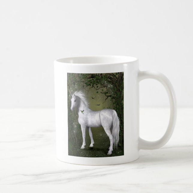 Mug Cheval blanc dans les bois avec des colibris (Droite)
