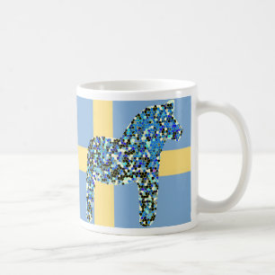 Mug Cheval bleu suédois de Dala de mosaïque