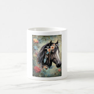 Mug Cheval brun dans les fleurs.