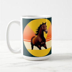 Mug Cheval Brun Élégant Dans Un Coucher De Soleil Vibr