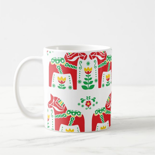 Mug Cheval de Dala suédois : Art folklorique (Gauche)