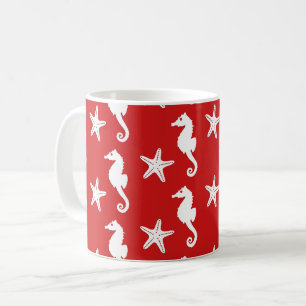 Mug Cheval de mer et poisson d'eau - corail noir rouge