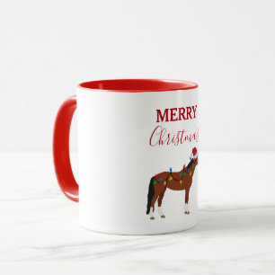 Mug Cheval de Noël Noël Noël Chapeau Noël Lumières Noë