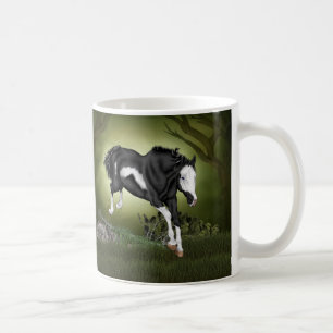Mug Cheval de peinture Overo noir et blanc sautant
