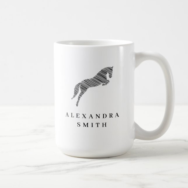 Mug Cheval de saut | Scribble Horse | Entraîneur de ch (Droite)