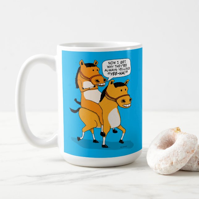 Mug Cheval drôle d'équitation (Avec donut)