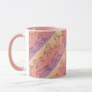 Mug Cheval en motif artistique diagonal de chevaux au