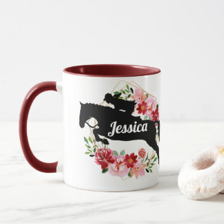Mug Cheval équestre personnalisé équitation Nom floral