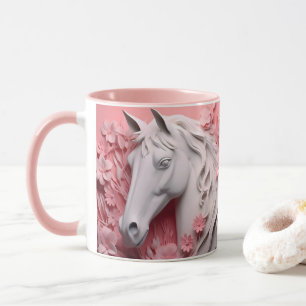 Mug Cheval et fleurs, Cadeau équestre, Équitation