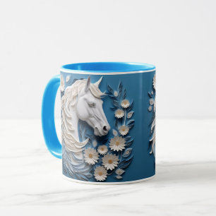 Mug Cheval et fleurs, Cadeau équestre, Équitation