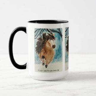 Mug Cheval miniature en Neige Aquarelle Art original
