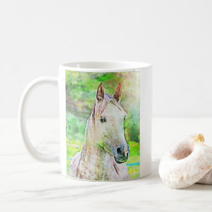 Mug Cheval monogramme personnalisé en aquarelle