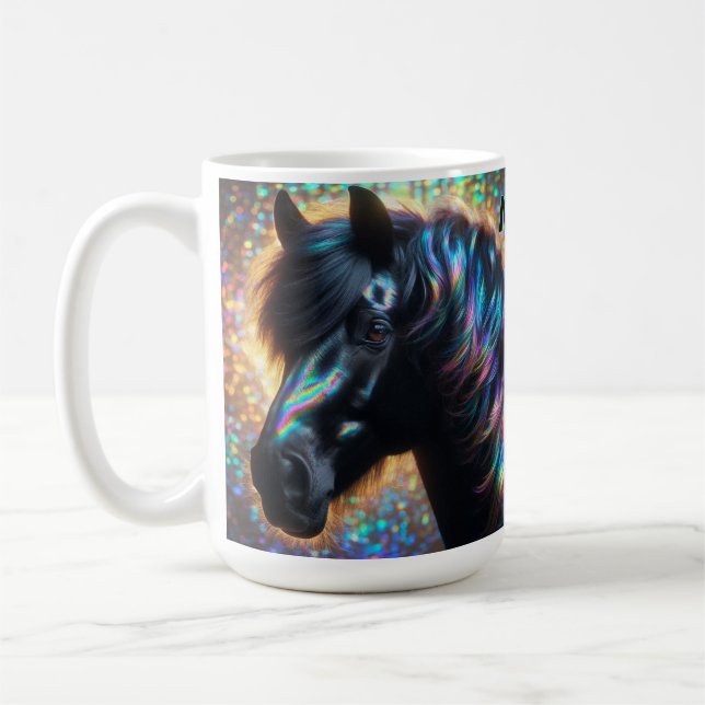 Mug Cheval noir avec Mane Iridescente (Gauche)