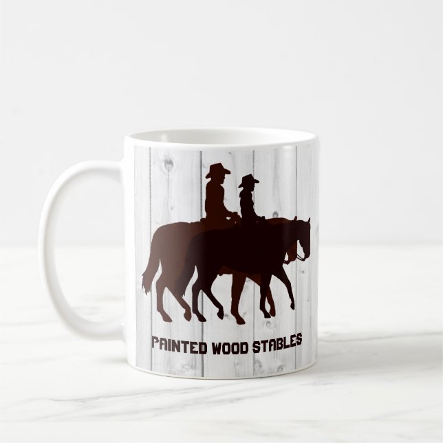 Mug Cheval Stables Western Horseback Bois Patiné (Gauche)