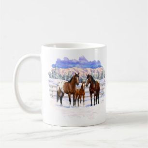 Mug Chevaux Appaloosa De Baie Brown En Neige