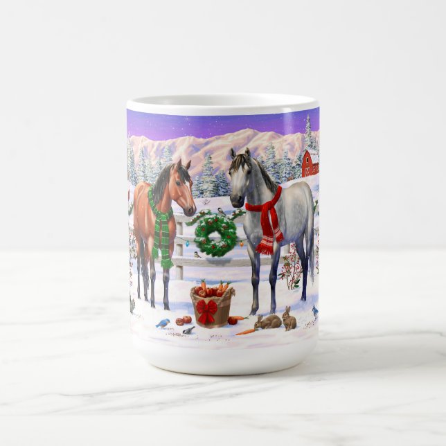 Mug Chevaux de Noël en neige (Centre)