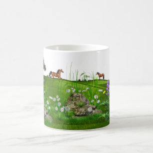 Mug Chevaux et cerfs communs dans le pré