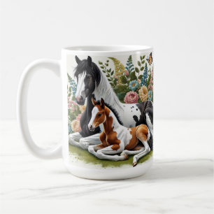 Mug Chevaux reposant parmi les fleurs et la verdure vi