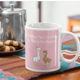 Mug Cheveux blanc et Brown Llama Couple